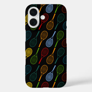 Coque Pour iPhone 16 motif des raquettes de tennis colorées