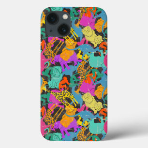 iPhone 13 Coque Motif des silhouettes d'animaux rétro