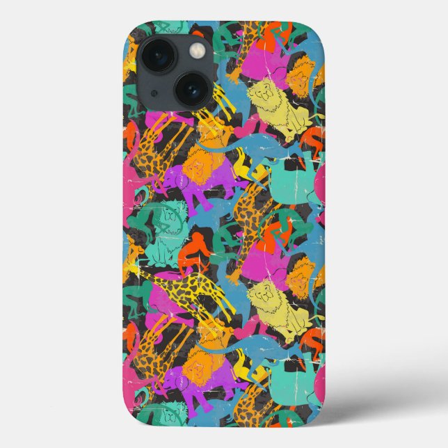 Coques Case-Mate iPhone Motif des silhouettes d'animaux rétro (Verso)