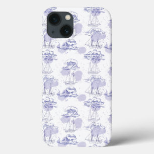 iPhone 13 Coque Motif des vagues et des navires aquarelles