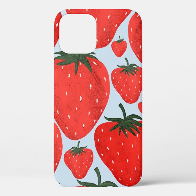 Coques Case-Mate iPhone Motif d'été avec fraises isolées à la lumière (Verso)
