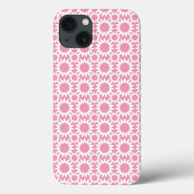 Coques Case-Mate iPhone Motif d'étoile fleurie rose et blanc mignon (Verso)