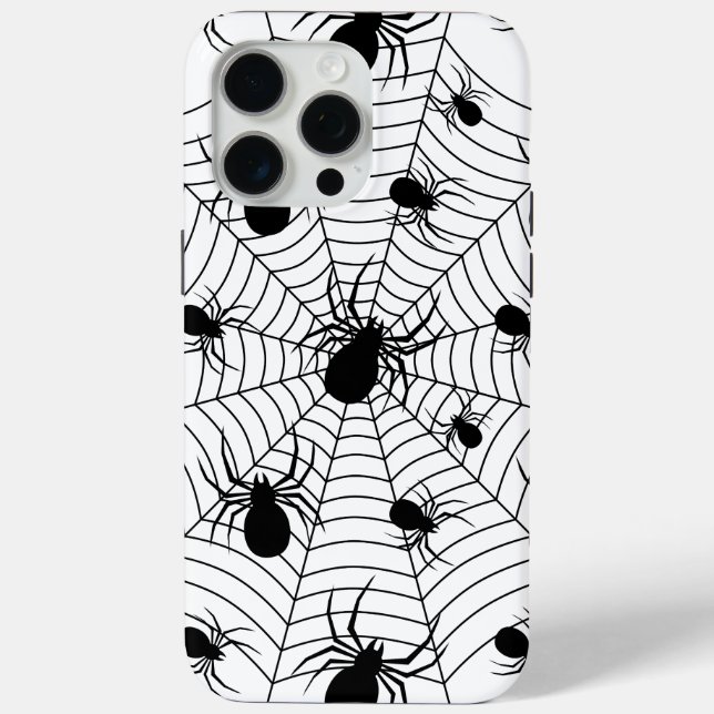 Coques Case-Mate iPhone Motif d'Halloween Black White araignées (Verso)