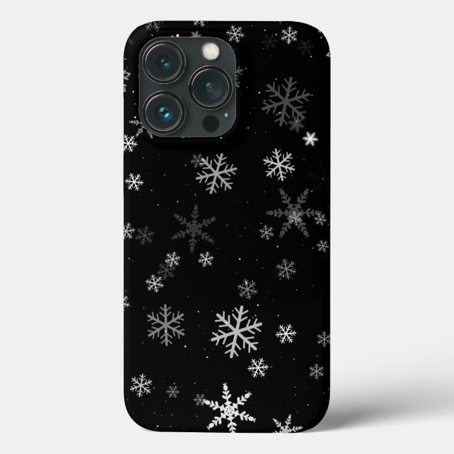 Coques Case-Mate iPhone Motif d'hiver du flocon de neige noir et blanc (Verso)