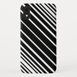 Coques Pour iPhone Motif diagonal noir et blanc élégant de rayures