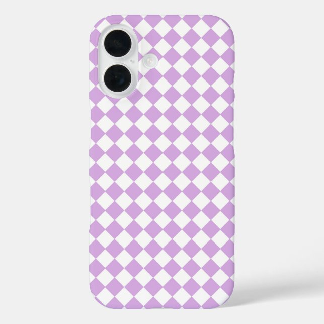 Coques Case-Mate iPhone Motif diamant à carreaux blanc violet (Verso)