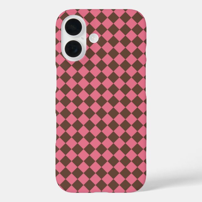 Coques Case-Mate iPhone Motif diamant à carreaux rose marron (Verso)
