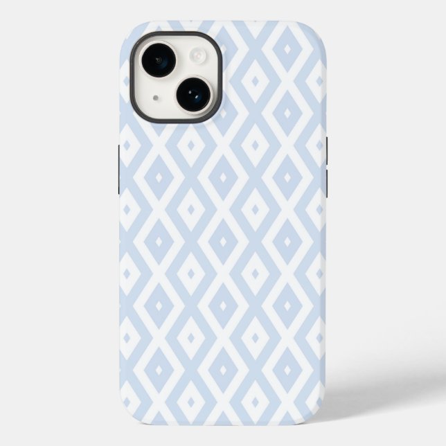 Coques Case-Mate iPhone Motif diamant bleu pâle et blanc (Verso)