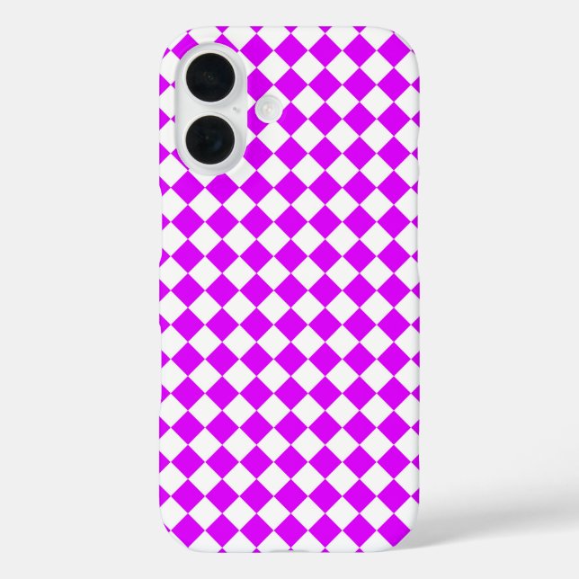 Coques Case-Mate iPhone Motif diamant de Checker blanc violet (Verso)