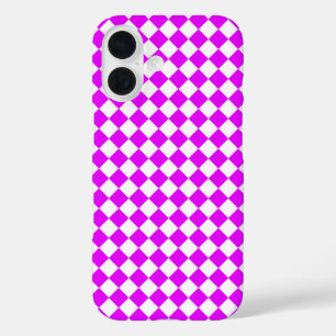 Coque Pour iPhone 16 Motif diamant du Vérificateur blanc rose