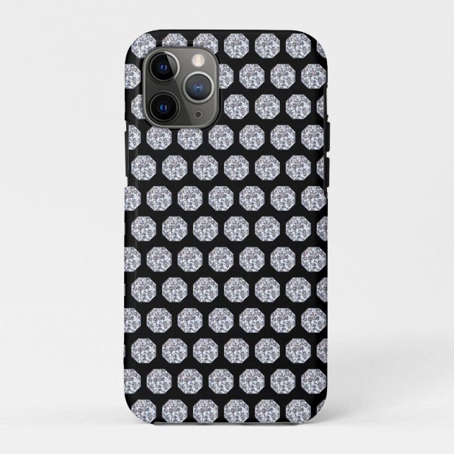 Coques Case-Mate iPhone Motif diamant élégant sur fond noir (Dos)
