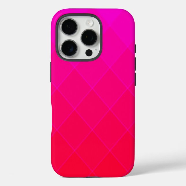 Coques Case-Mate iPhone Motif diamant en Neon rose et rouge Ombre (Verso)