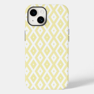 Coque Case-Mate iPhone Motif diamant jaune pâle et blanc