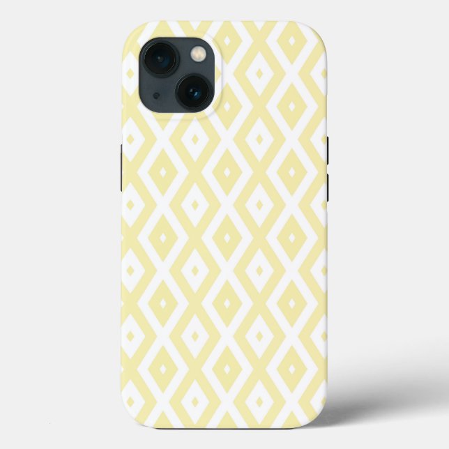 Coques Case-Mate iPhone Motif diamant jaune pâle et blanc Coque-Mate iP (Verso)