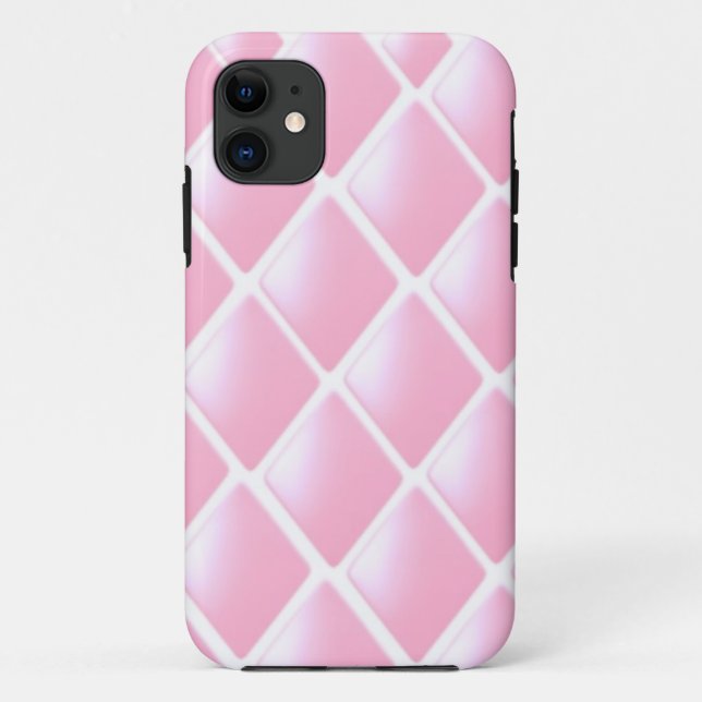 Coques Case-Mate iPhone Motif diamant matelassé rose (Dos)
