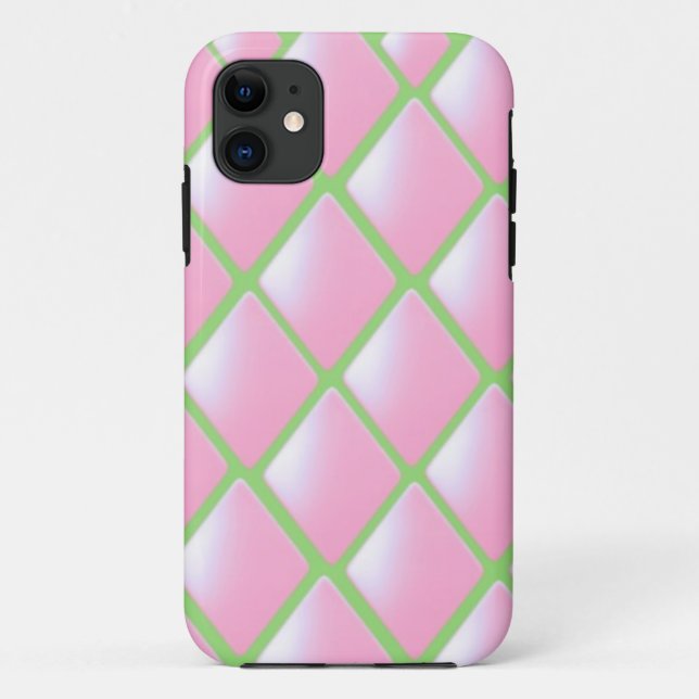 Coques Case-Mate iPhone Motif diamant matelassé rose (Dos)