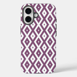 Coque Pour iPhone 16 Motif diamant mauve et blanc