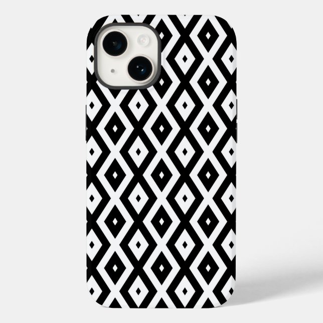Coques Case-Mate iPhone Motif diamant noir et blanc (Verso)
