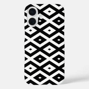 Coque Pour iPhone 16 Motif diamant noir et blanc