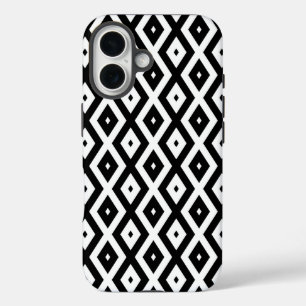 Coque Pour iPhone 16 Motif diamant noir et blanc