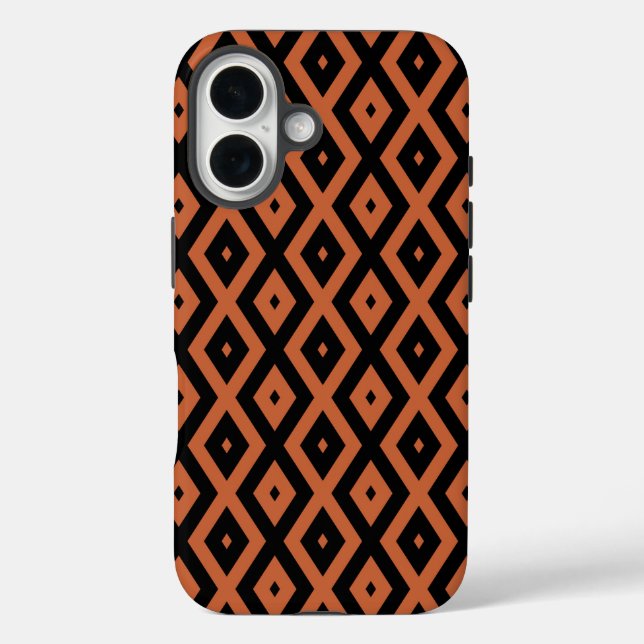 Coques Case-Mate iPhone Motif diamant orange et noir (Verso)