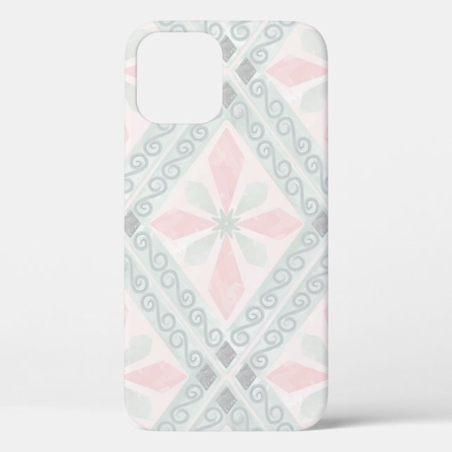 Coques Case-Mate iPhone Motif diamant pastel vert et rose (Verso)