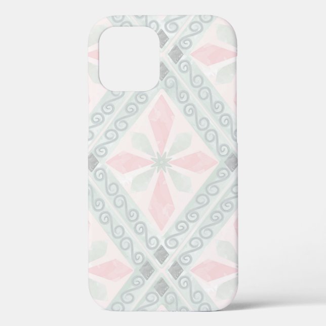 Coques Case-Mate iPhone Motif diamant pastel vert et rose (Verso)