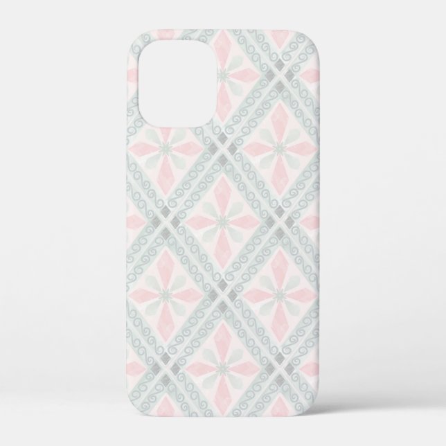 Coques Case-Mate iPhone Motif diamant pastel vert et rose (Verso)