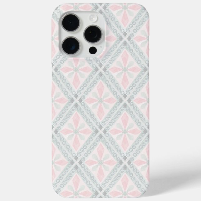 Coques Case-Mate iPhone Motif diamant pastel vert et rose (Verso)