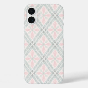 Coque Pour iPhone 16 Plus Motif diamant pastel vert et rose
