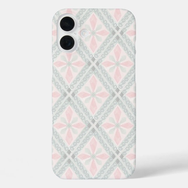 Coques Case-Mate iPhone Motif diamant pastel vert et rose (Verso)