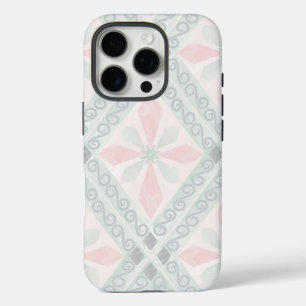 Coque iPhone 16 Pro Motif diamant pastel vert et rose