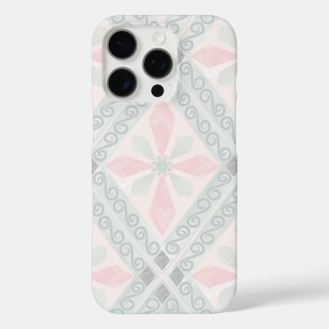 Coques Case-Mate iPhone Motif diamant pastel vert et rose (Verso)