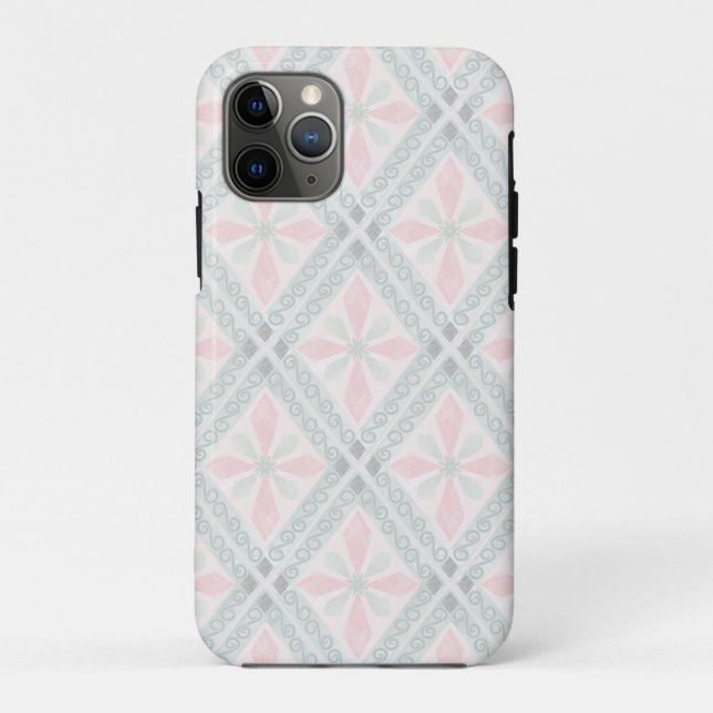 Coques Case-Mate iPhone Motif diamant pastel vert et rose (Dos)