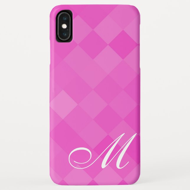 Coques Case-Mate iPhone Motif diamant rose et monogramme (Dos)