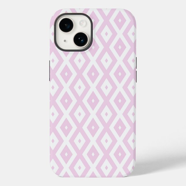 Coques Case-Mate iPhone Motif diamant rose pâle et blanc (Verso)