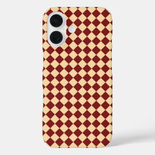 Coque Pour iPhone 16 Motif diamant rouge jaune Checker