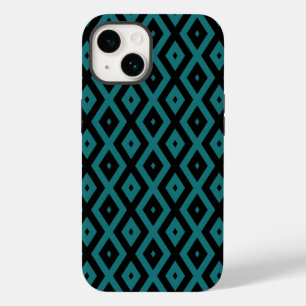 Coque Case-Mate iPhone Motif diamant sarcelle et noir