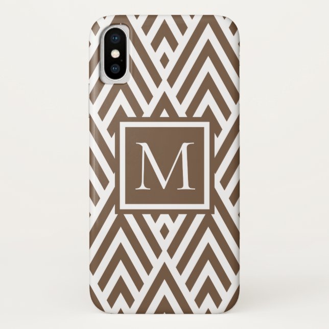 Coques Case-Mate iPhone Motif diamant tendance moyen Brown Monogram Arrow (Dos)