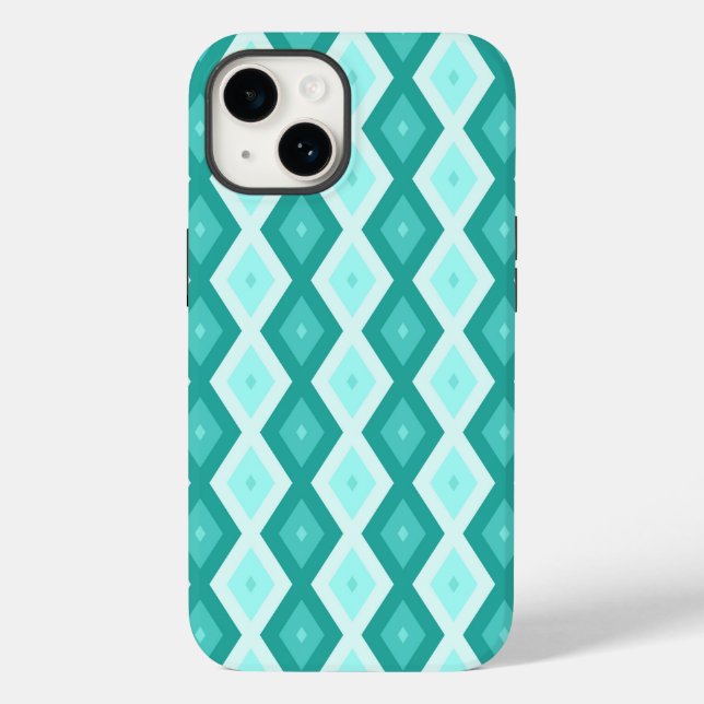 Coques Case-Mate iPhone Motif diamant turquoise (Verso)