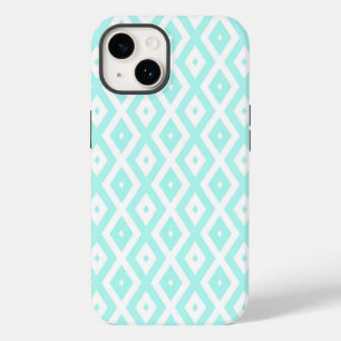 Coque Case-Mate iPhone Motif diamant turquoise et blanc