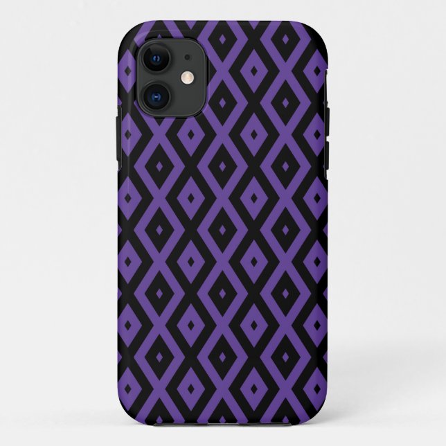 Coques Case-Mate iPhone Motif diamant violet et noir (Dos)