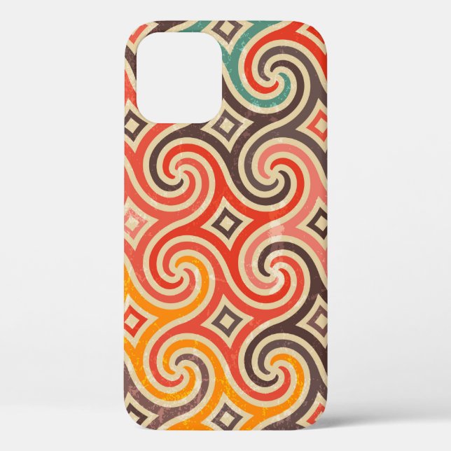 Coques Case-Mate iPhone Motif d'illustration des tourbillons rétro (Verso)