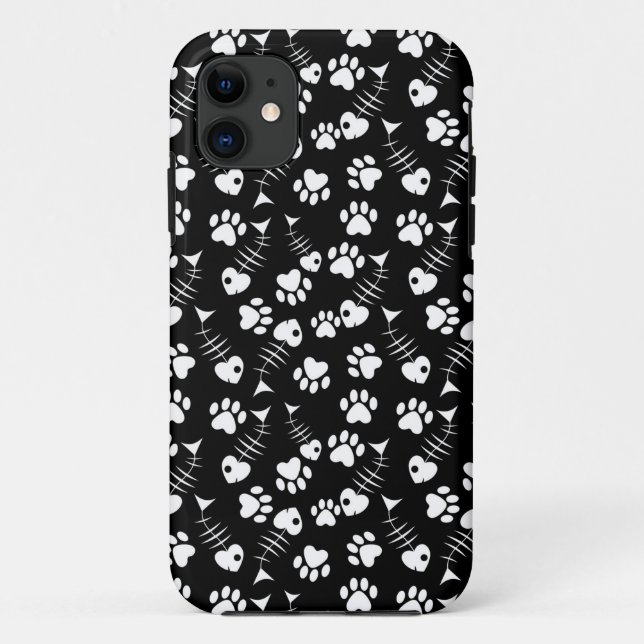 Coques Case-Mate iPhone motif d'impression de chat d'os de poissons (Dos)