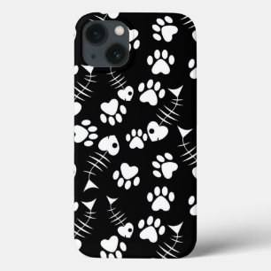 iPhone 13 Case motif d'impression de chat d'os de poissons