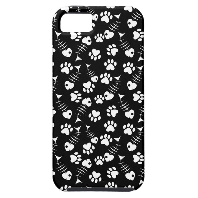 Coques Case-Mate iPhone motif d'impression de chat d'os de poissons (Dos)