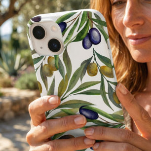 Coque Case-Mate iPhone Motif d'olive de campagne française à l'aquarelle 