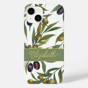 Coque Case-Mate iPhone Motif d'olive de style country français aquarelle