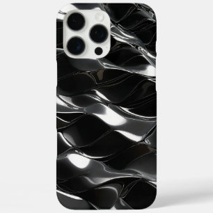 Coque iPhone 16 Pro Max Motif d'onde 3D Futuriste Black Gloss