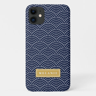 Case-Mate iPhone Case Motif d'onde circulaire de la Marine Nom d'or Modè